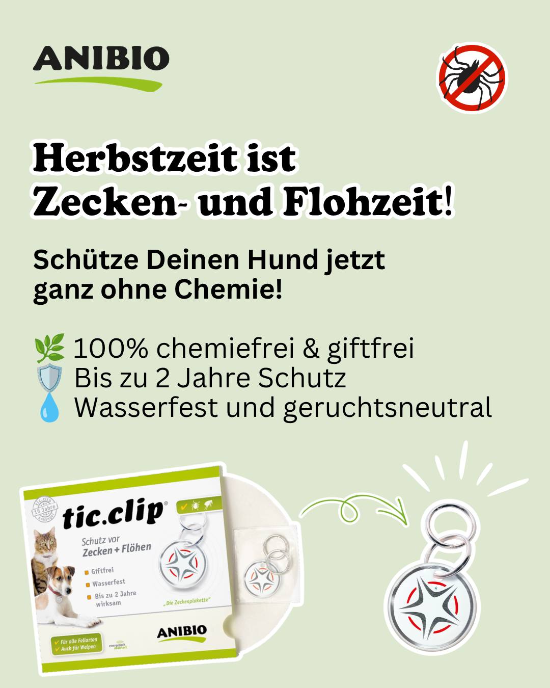 18414519439156579 Herbsttage laden zu langen Spaziergängen durch raschelndes Laub ein 🍂🐾 Aber Vorsicht: Gerade bei feuchterem Herbstwetter bleiben Zecken und Flöhe im Unterholz extrem aktiv und suchen gezielt nach Deinem Hund 🕷️🌾 Schütze Deinen Hund zuverlässig und ohne Chemie mit dem tic.Clip 🛡️🗓️ Bis zu 2 Jahre anhaltender Schutz ⚡ Rein energetische Wirkweise ohne Giftstoffe 🌿 Keine Spot ons, keine chemischen Belastungen 💚 schonend für das Immunsystem Deines Hundes 🐕 Unkomplizierte Befestigung direkt am Halsband Mach Deinen Hund startklar für herbstliche Abenteuer und bestelle den tic.Clip direkt online im Shop auf http://www.anibio.de 🛒🐶 #zeckenschutz #flohschutz #hund #gegenzecken #hundegesundheit Rechtlicher Hinweis: Die hier beschriebenen Werbeaussagen beruhen ausschließlich auf internen Studien, die aus Sicht der Schulwissenschaft nicht anerkannt sind.